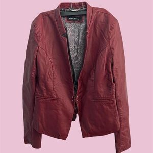 vintage burgundy black rivet faux leather jacket